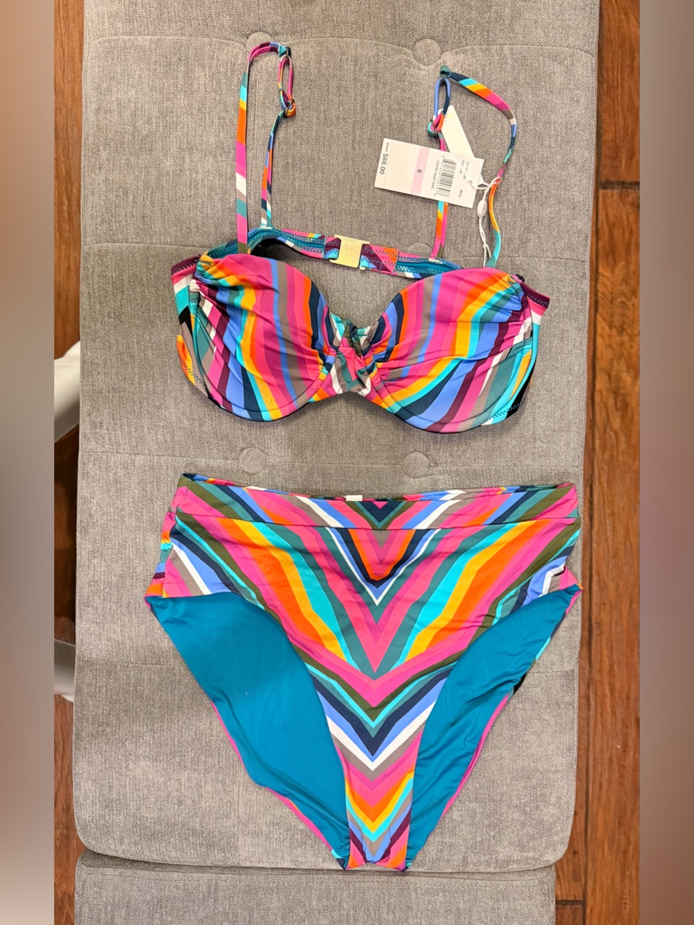 Trina Turk Multicolor Stripe Bikini - Teal, Pink, Orange, Yellow, Blue, Purple